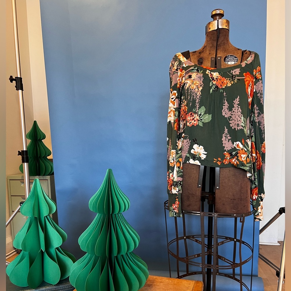 Festive Floral Green Blouse